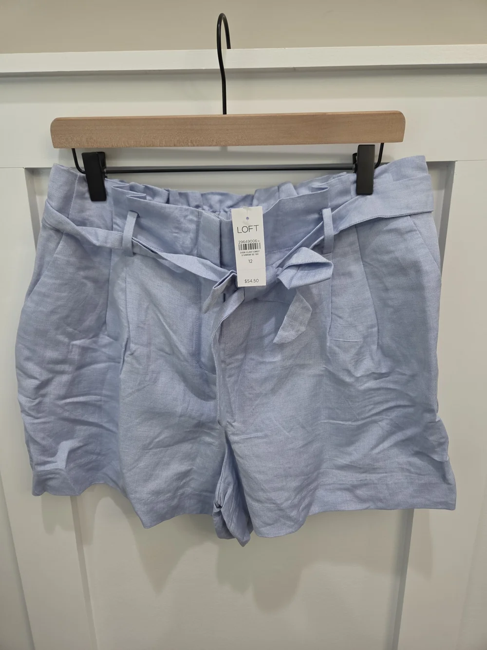 LOFT Light Blue Paperbag Tie-Waist Shorts